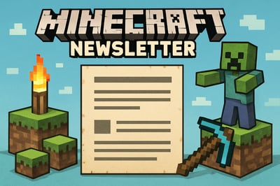 Minecraft-themed newsletter illustration Minecraft-themed newsletter illustration